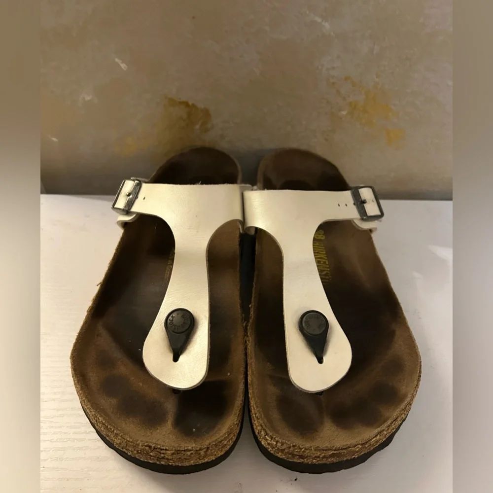 Birkenstock Cream Leather Sandals